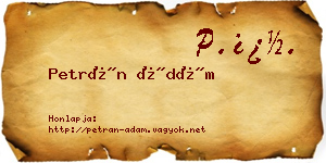 Petrán Ádám névjegykártya